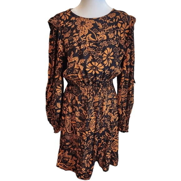 Zara Dresses New Zara Floral Elastic Waist Long Sleeve Dress Poshmark